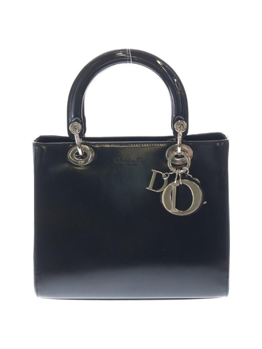 Dior My Lady Dior 2-Way Shoulder Bag Black Leather Silver